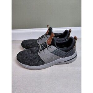 SKECHERS Delson 3.0 Cicada Black/Gray Slip On Sneaker Shoe Men's Size 12